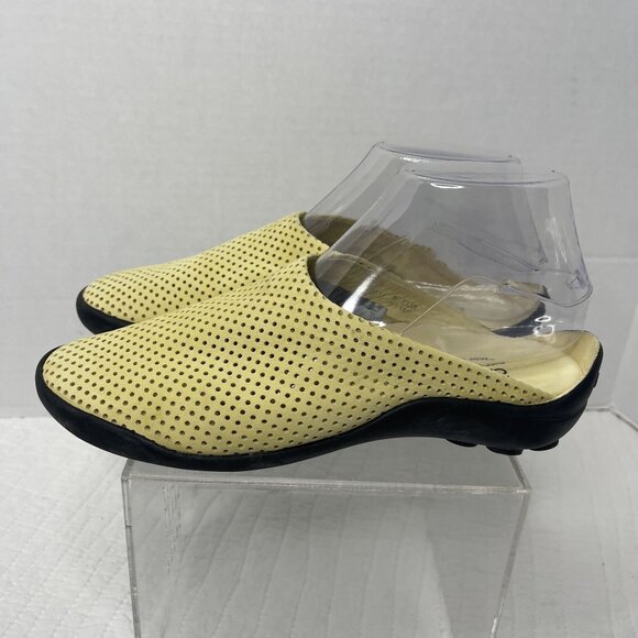 Arche Womens Galopin Yellow Perforated Leather Slip-On Mules SZ 7 Comfort France - Picture 2 of 10